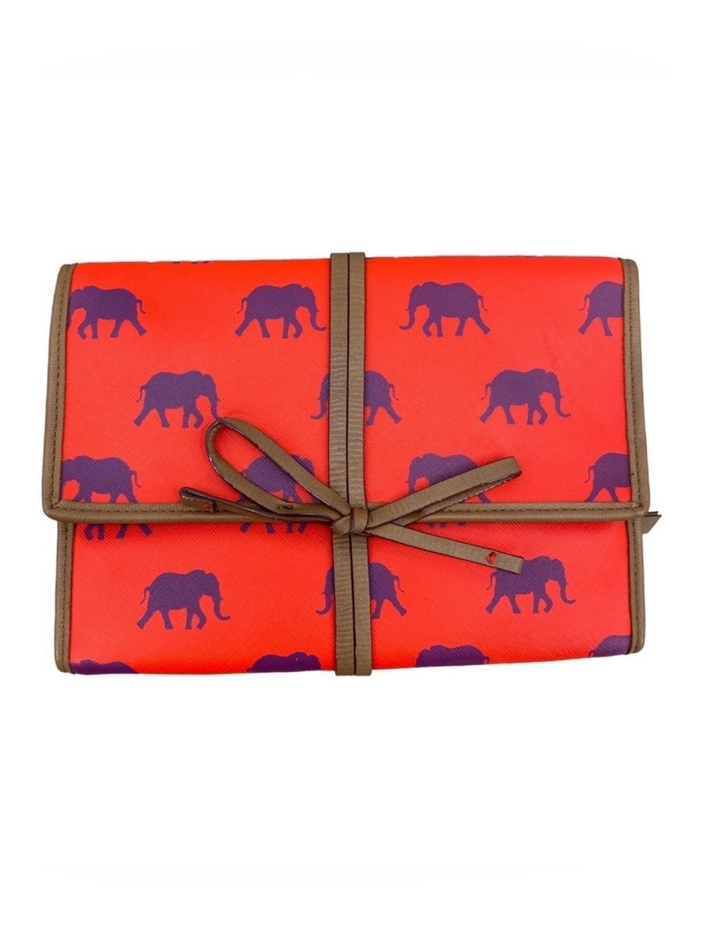 Stella & Dot Orange Elephant Elephant Print Jewelry Travel Case - Picture 6 of 6